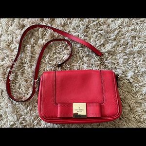 Kate Spade Red Leather Primrose Hill Little Kaelin Crossbody Bag With Bow